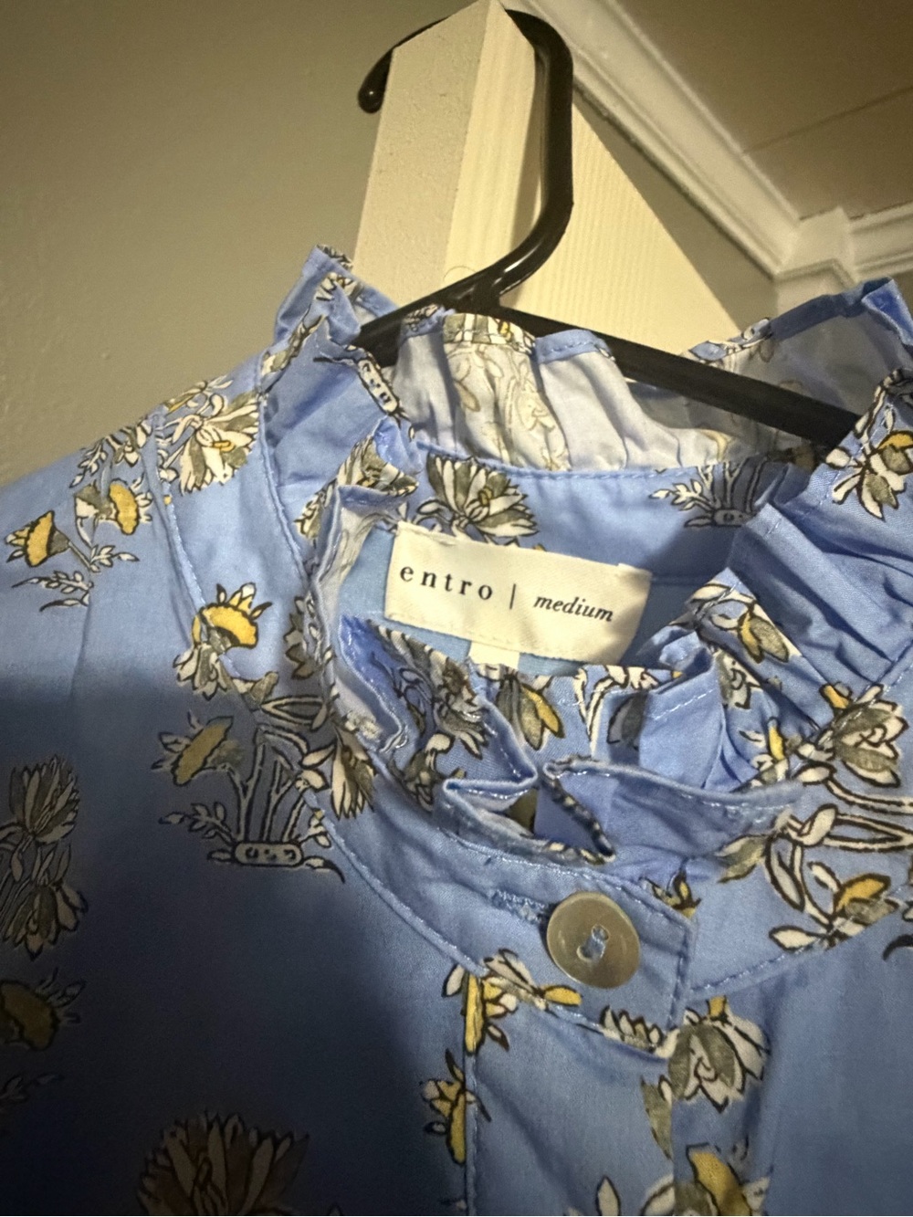 Entro Blue Floral Embroidered women’s Dress - Picture 3 of 4